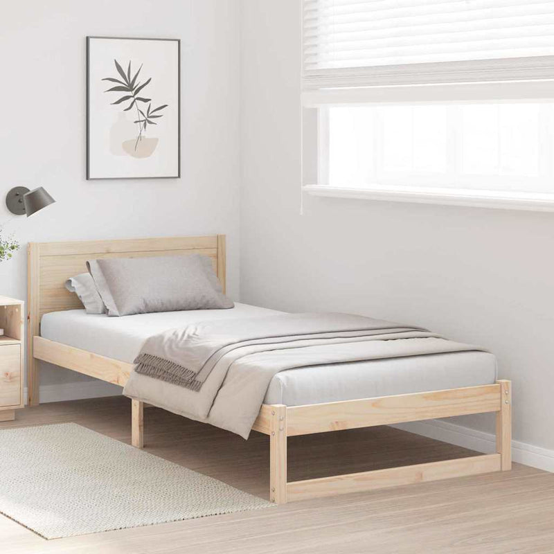 vidaXL Ágykeret fejtámlával Barna 90 x 190 cm Tömör fenyőfa