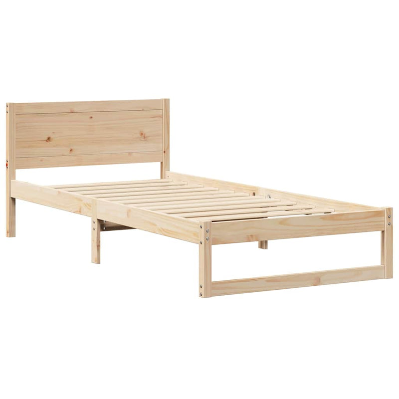 vidaXL Ágykeret fejtámlával Barna 90 x 190 cm Tömör fenyőfa