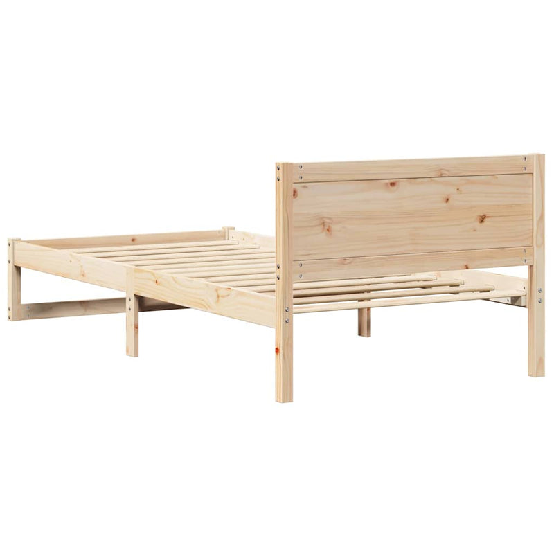 vidaXL Ágykeret fejtámlával Barna 90 x 190 cm Tömör fenyőfa