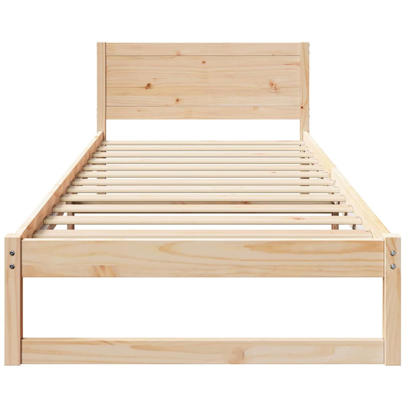 vidaXL Ágykeret fejtámlával Barna 90 x 190 cm Tömör fenyőfa