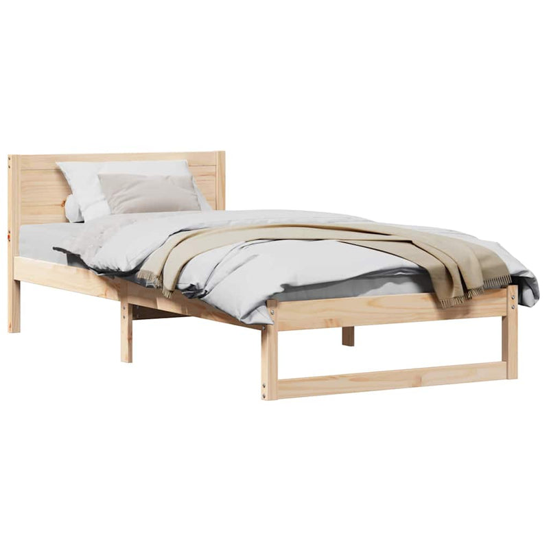 vidaXL Ágykeret fejtámlával Barna 90 x 190 cm Tömör fenyőfa