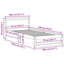 vidaXL Ágykeret fejtámlával Természetes 75 x 190 cm Tömör fenyőfa