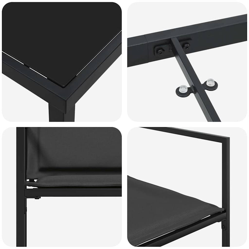 vidaXL Kert étkező szett 5 pcs Fekete 140 x 70 x 73 cm