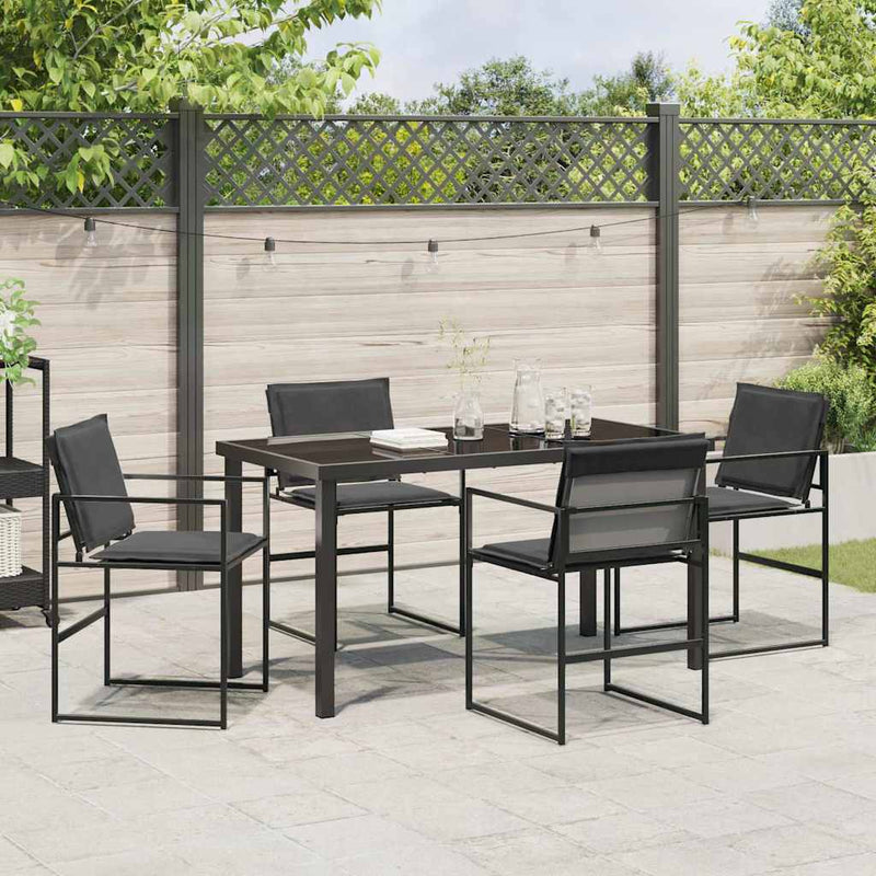 vidaXL Kert étkező szett 5 pcs Fekete 140 x 70 x 73 cm