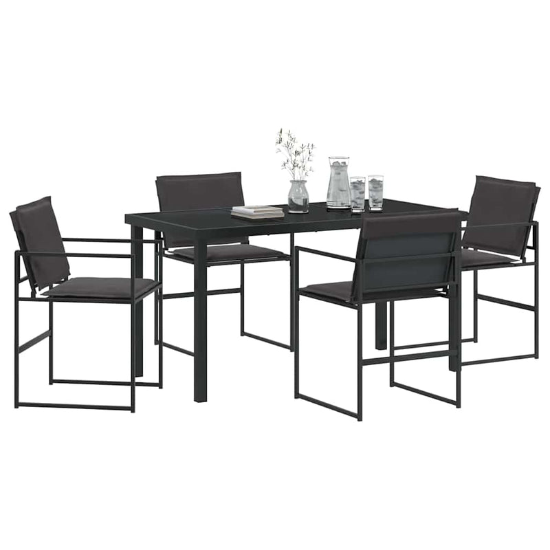 vidaXL Kert étkező szett 5 pcs Fekete 140 x 70 x 73 cm