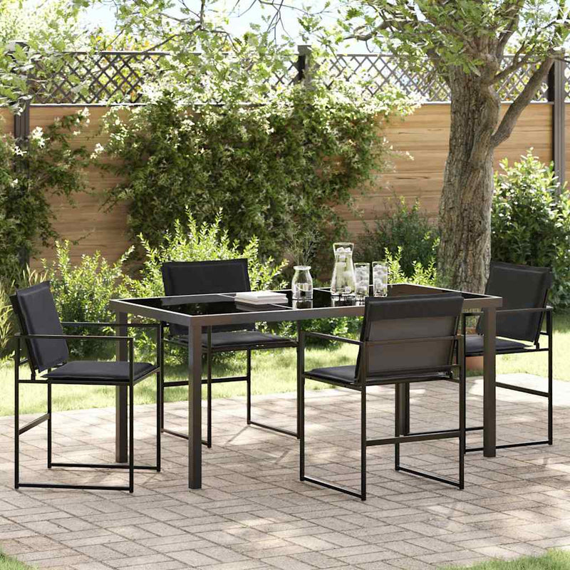 vidaXL Kert étkező szett 5 pcs Fekete 160 x 80 x 73 cm