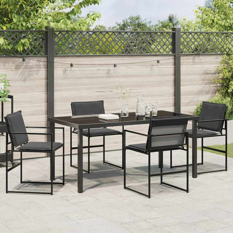 vidaXL Kert étkező szett 5 pcs Fekete 160 x 80 x 73 cm