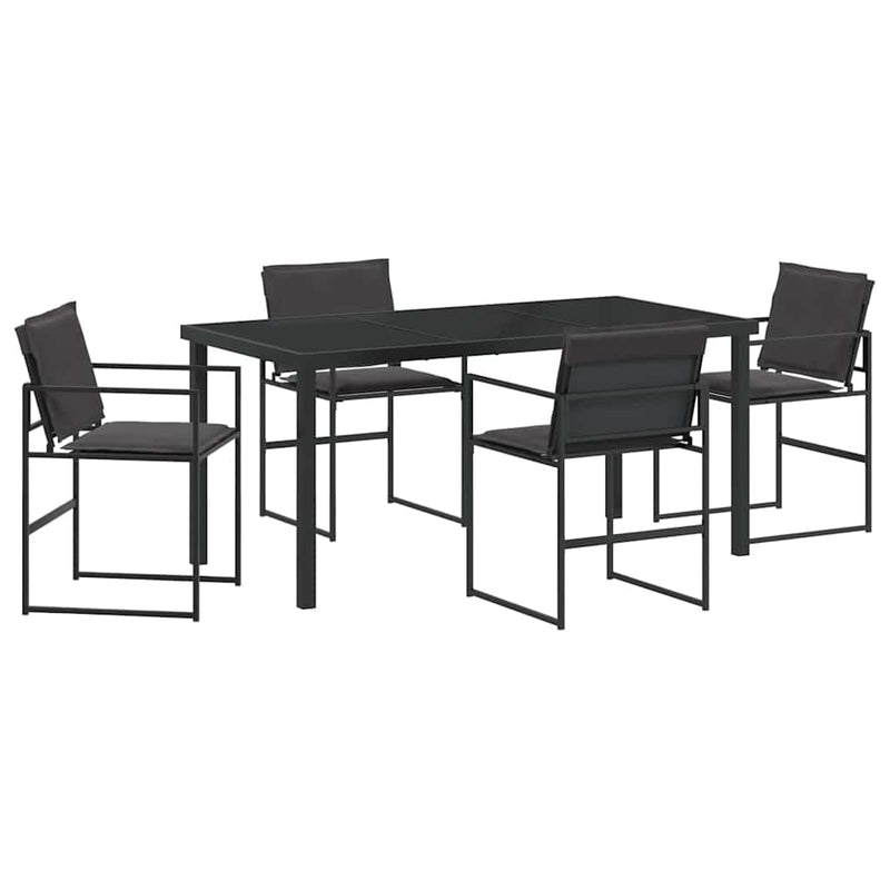 vidaXL Kert étkező szett 5 pcs Fekete 160 x 80 x 73 cm