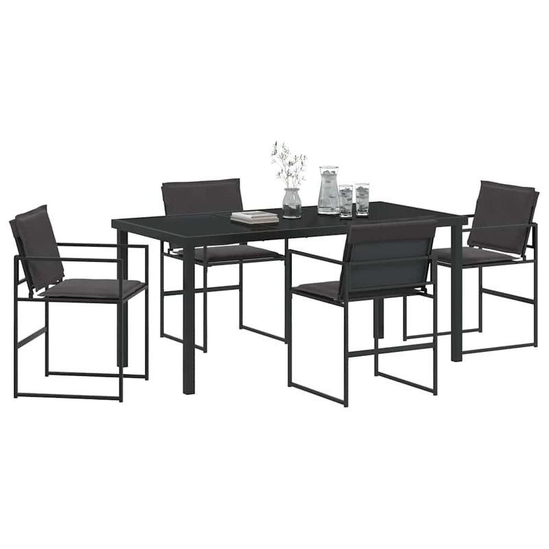 vidaXL Kert étkező szett 5 pcs Fekete 160 x 80 x 73 cm