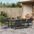 vidaXL Kert étkező szett 9 pcs Fekete 200 x 80 x 73 cm