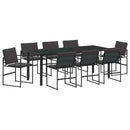 vidaXL Kert étkező szett 9 pcs Fekete 200 x 80 x 73 cm