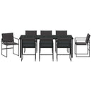 vidaXL Kert étkező szett 9 pcs Fekete 200 x 80 x 73 cm