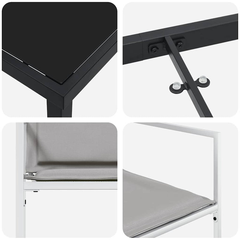 vidaXL Kert étkező szett 5 pcs Fehér 140 x 70 x 73 cm Textilén és acél
