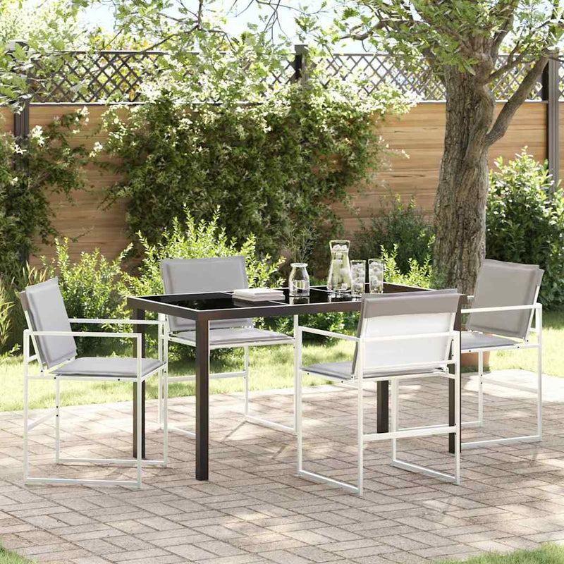 vidaXL Kert étkező szett 5 pcs Fehér 140 x 70 x 73 cm Textilén és acél