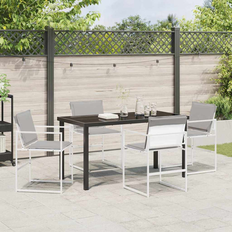 vidaXL Kert étkező szett 5 pcs Fehér 140 x 70 x 73 cm Textilén és acél