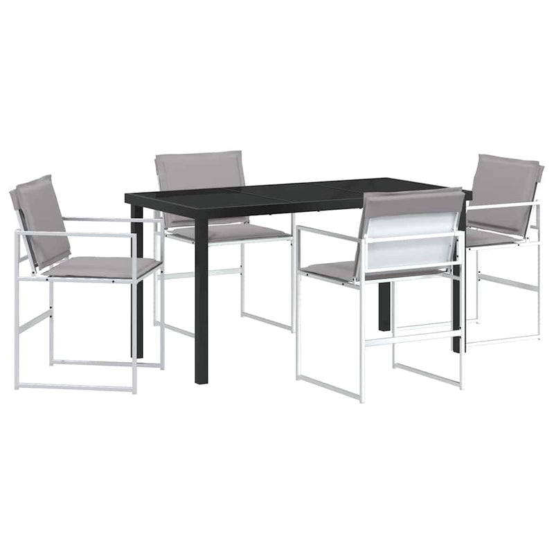 vidaXL Kert étkező szett 5 pcs Fehér 140 x 70 x 73 cm Textilén és acél