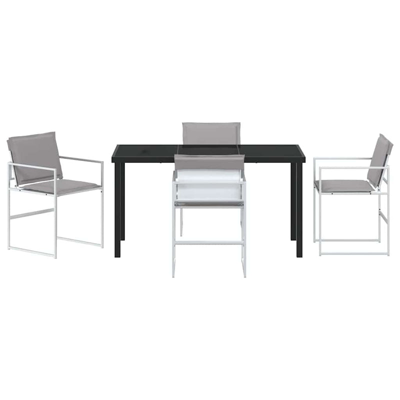 vidaXL Kert étkező szett 5 pcs Fehér 140 x 70 x 73 cm Textilén és acél