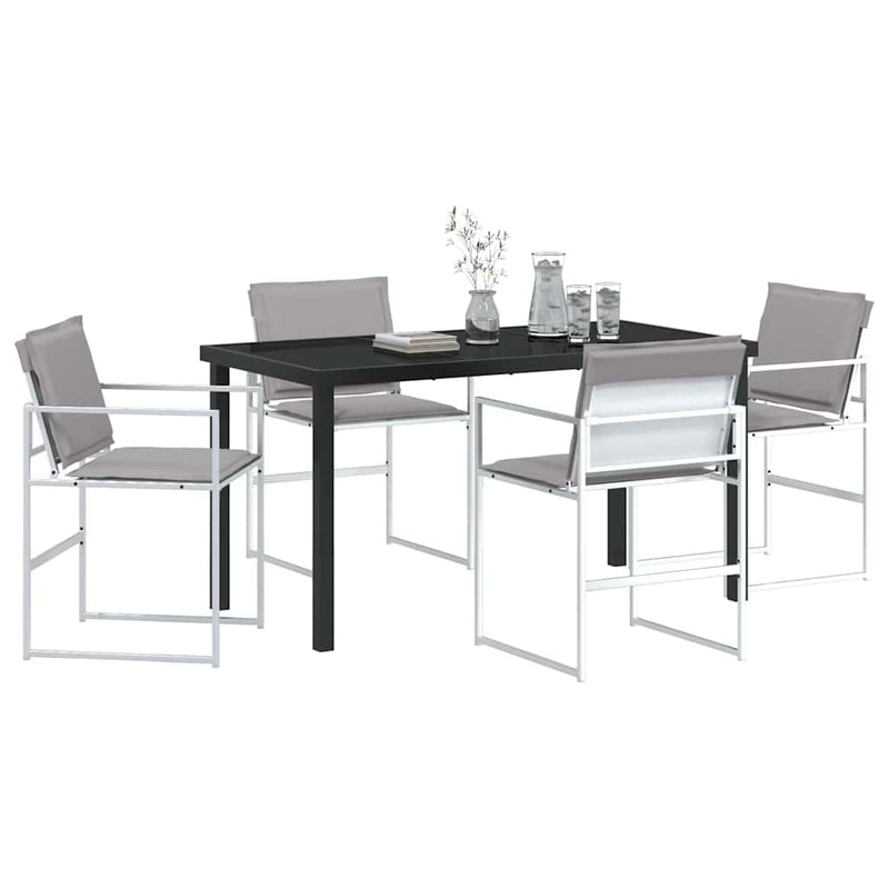 vidaXL Kert étkező szett 5 pcs Fehér 140 x 70 x 73 cm Textilén és acél