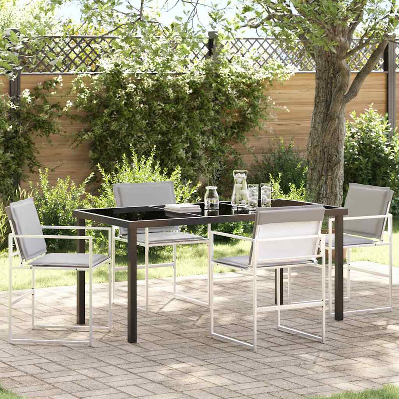 vidaXL Kert étkező szett 5 pcs Fehér 160 x 80 x 73 cm Textilén és acél