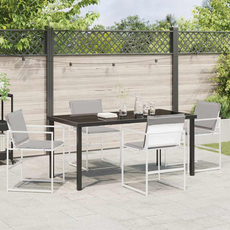 vidaXL Kert étkező szett 5 pcs Fehér 160 x 80 x 73 cm Textilén és acél
