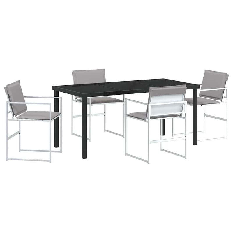 vidaXL Kert étkező szett 5 pcs Fehér 160 x 80 x 73 cm Textilén és acél