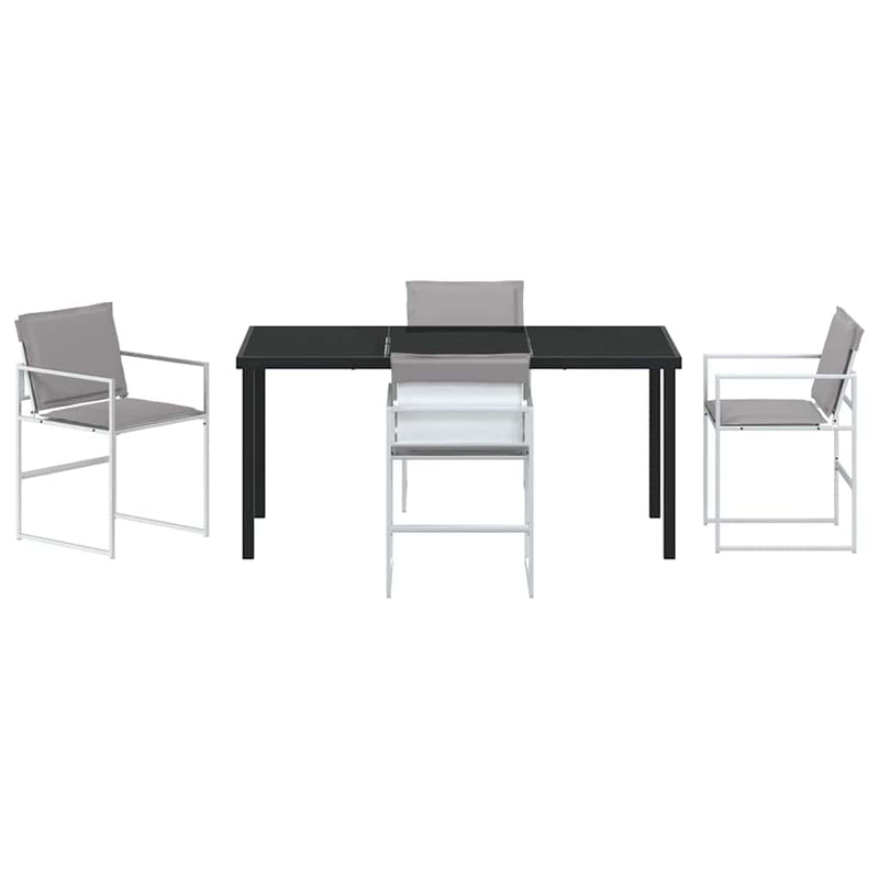 vidaXL Kert étkező szett 5 pcs Fehér 160 x 80 x 73 cm Textilén és acél