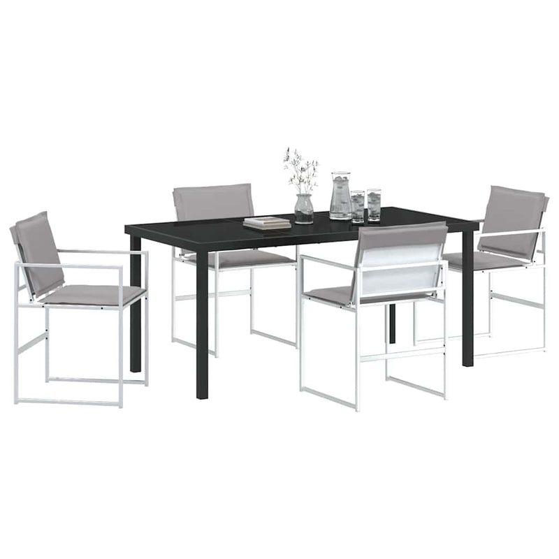 vidaXL Kert étkező szett 5 pcs Fehér 160 x 80 x 73 cm Textilén és acél