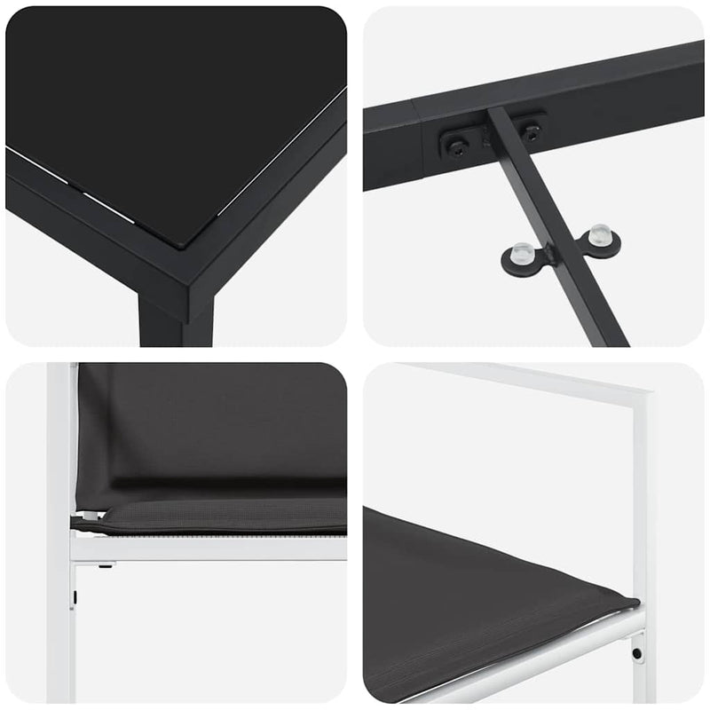 vidaXL Kert étkező szett 5 pcs Fehér 140 x 70 x 73 cm Textilén és acél