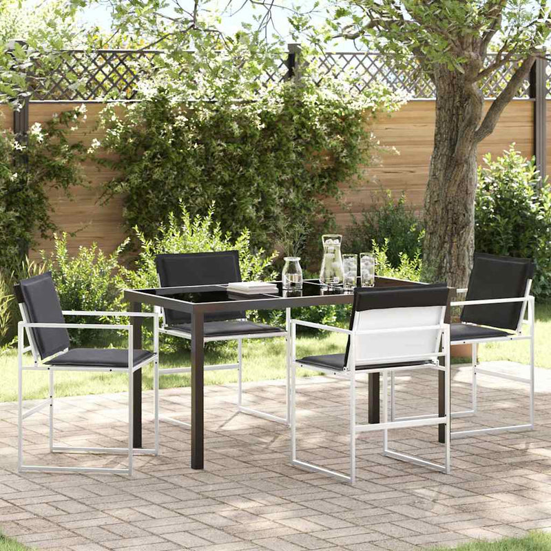 vidaXL Kert étkező szett 5 pcs Fehér 140 x 70 x 73 cm Textilén és acél