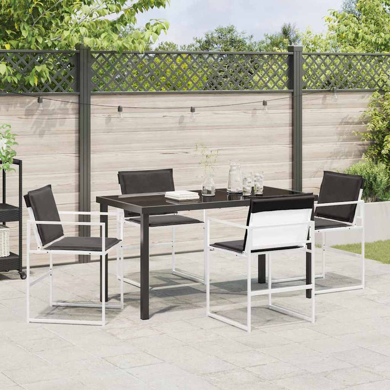 vidaXL Kert étkező szett 5 pcs Fehér 140 x 70 x 73 cm Textilén és acél