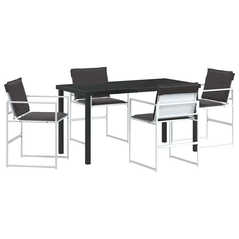 vidaXL Kert étkező szett 5 pcs Fehér 140 x 70 x 73 cm Textilén és acél