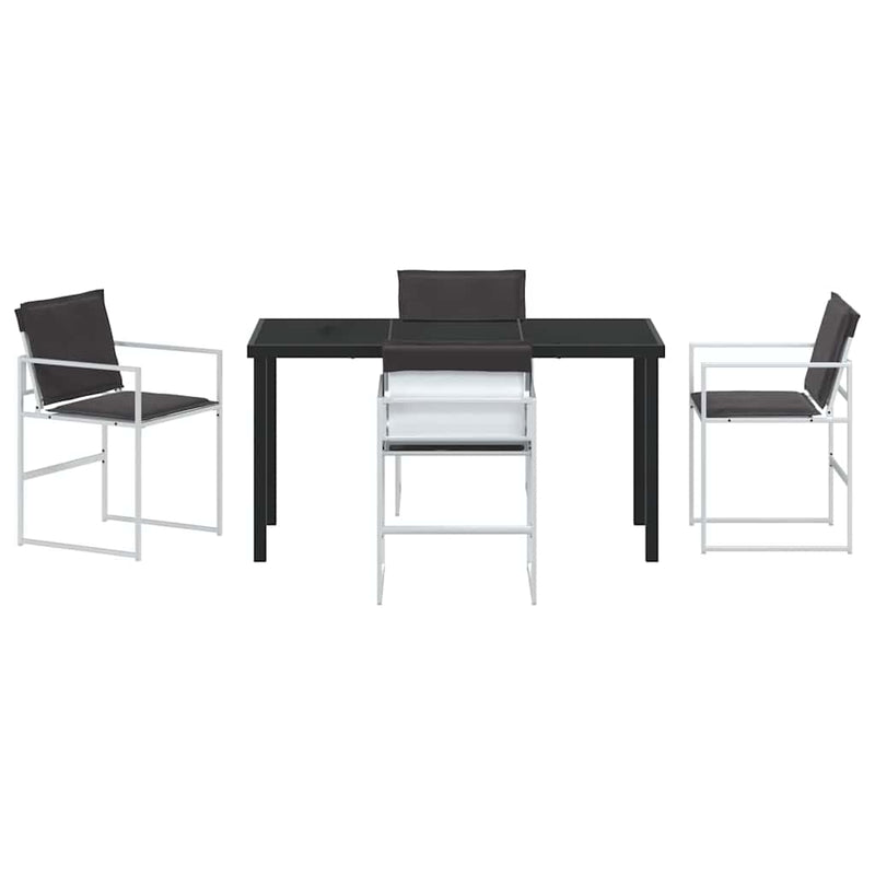 vidaXL Kert étkező szett 5 pcs Fehér 140 x 70 x 73 cm Textilén és acél