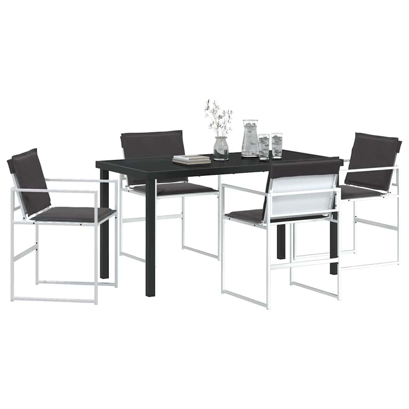 vidaXL Kert étkező szett 5 pcs Fehér 140 x 70 x 73 cm Textilén és acél