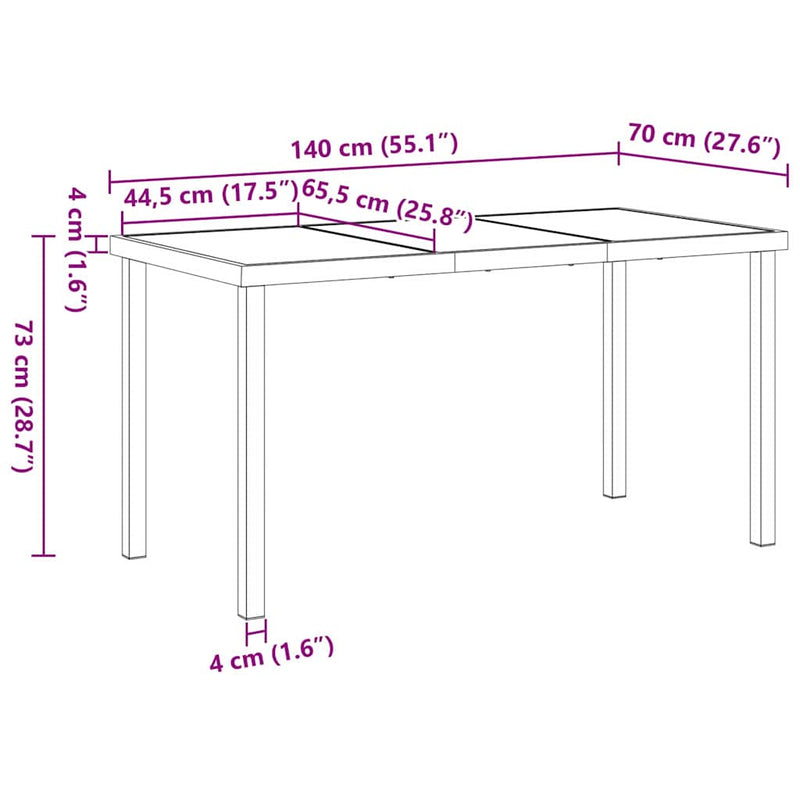 vidaXL Kert étkező szett 5 pcs Fehér 140 x 70 x 73 cm Textilén és acél