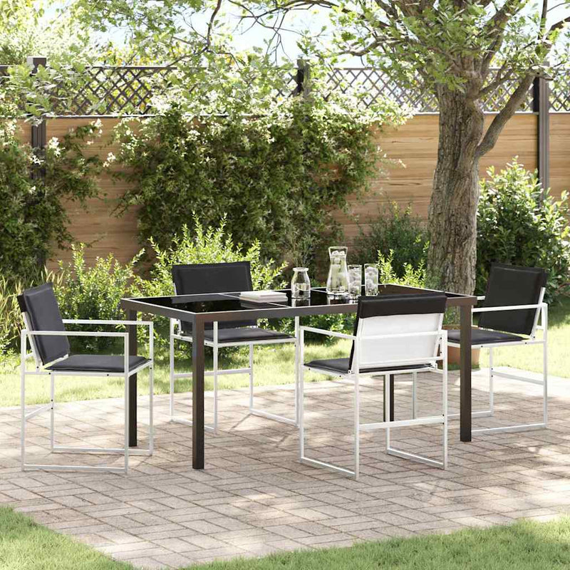vidaXL Kert étkező szett 5 pcs Fehér 160 x 80 x 73 cm Textilén és acél