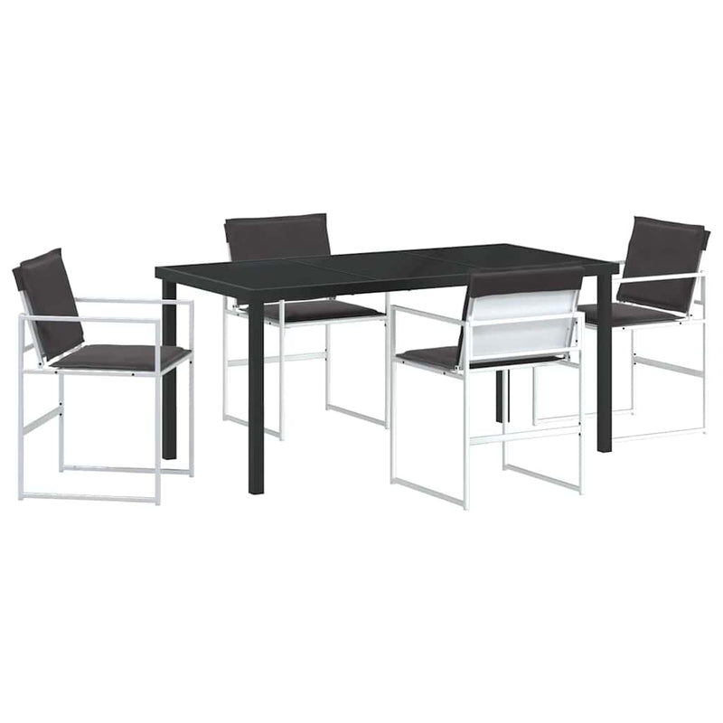 vidaXL Kert étkező szett 5 pcs Fehér 160 x 80 x 73 cm Textilén és acél