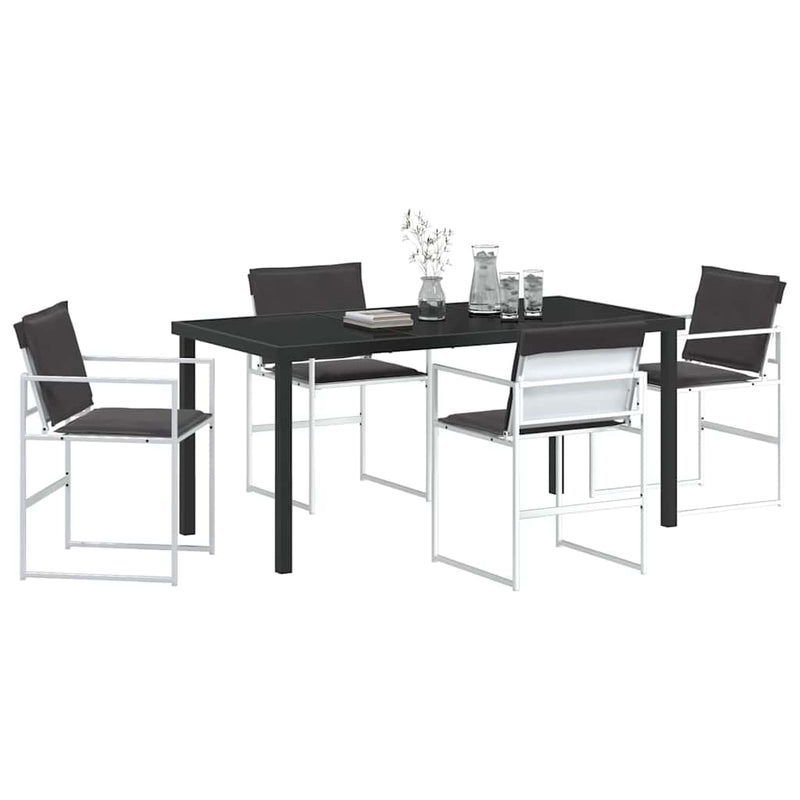 vidaXL Kert étkező szett 5 pcs Fehér 160 x 80 x 73 cm Textilén és acél