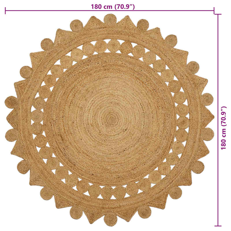 vidaXL Szőnyeg Barna Ø 180 cm Juta
