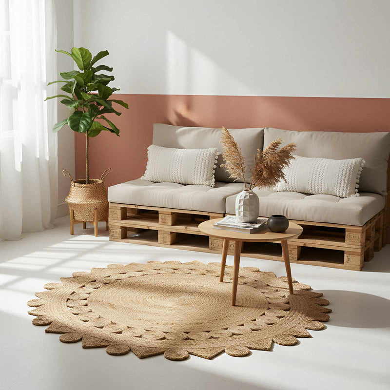 vidaXL Szőnyeg Barna Ø 210 cm Juta