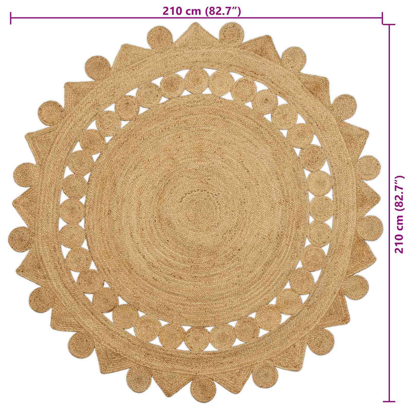vidaXL Szőnyeg Barna Ø 210 cm Juta