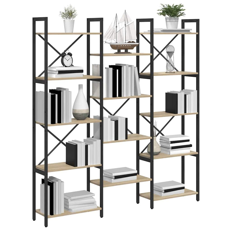 vidaXL Könyvespolc Sonoma tölgy 156 x 25 x 167 cm Faanyag