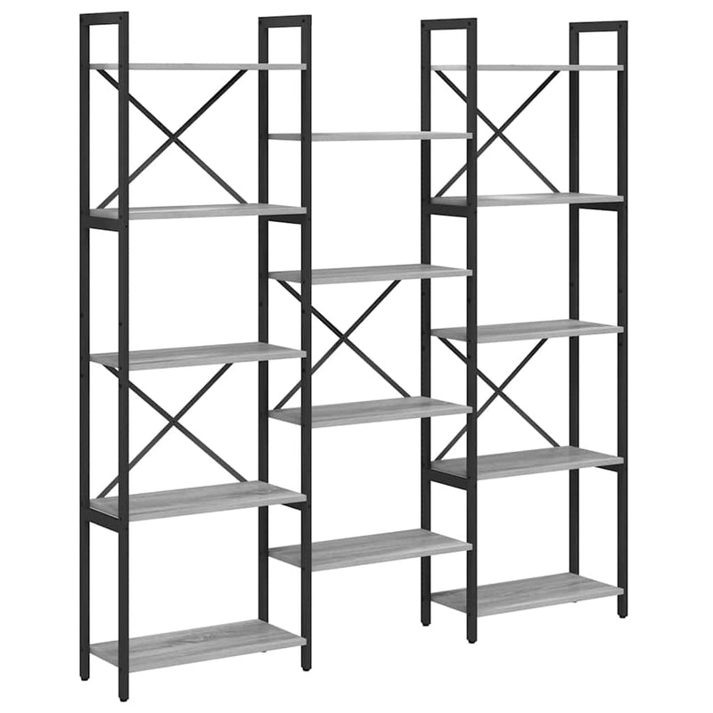 vidaXL Könyvespolc Szürke sonoma 156 x 25 x 167 cm Faanyag