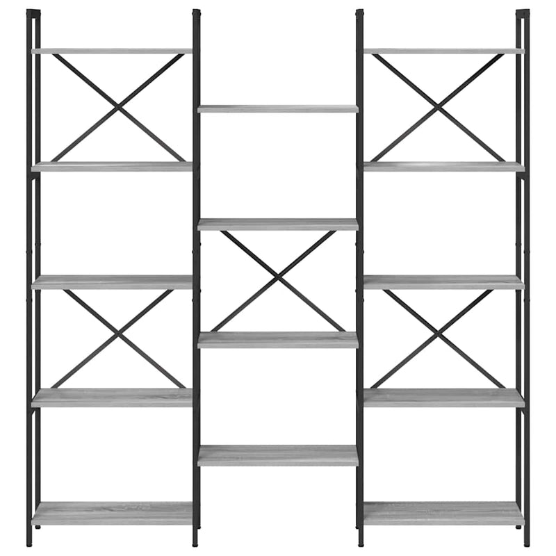 vidaXL Könyvespolc Szürke sonoma 156 x 25 x 167 cm Faanyag