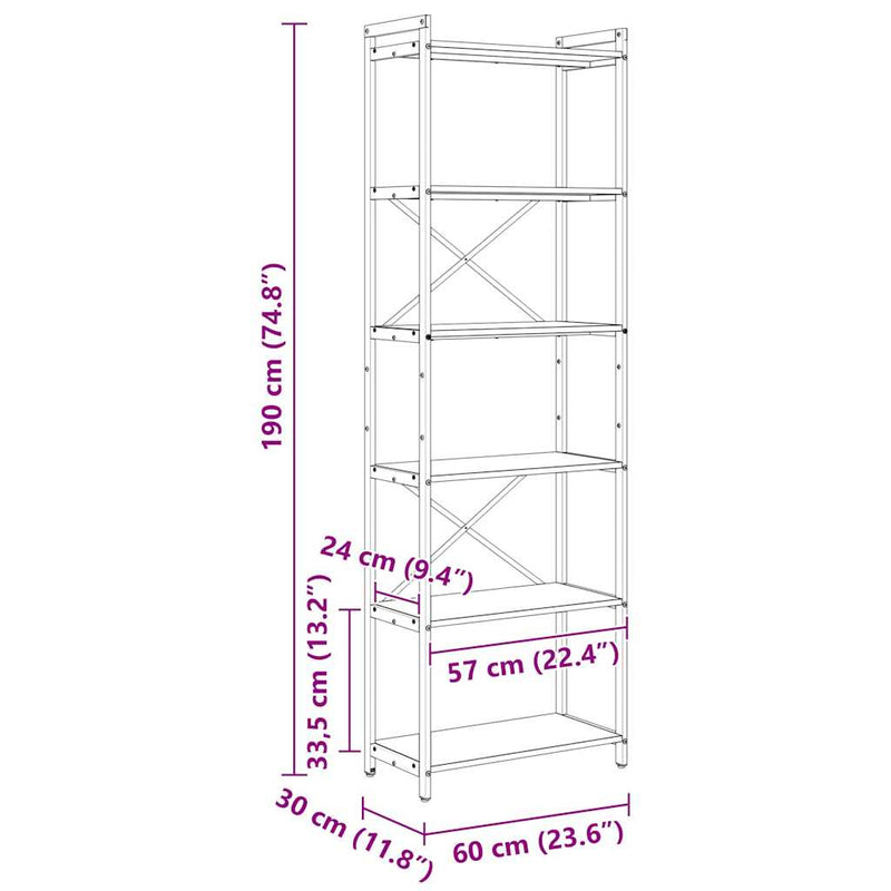 vidaXL Könyvespolc Füstölt tölgy 40 x 30 x 85 cm Faanyag