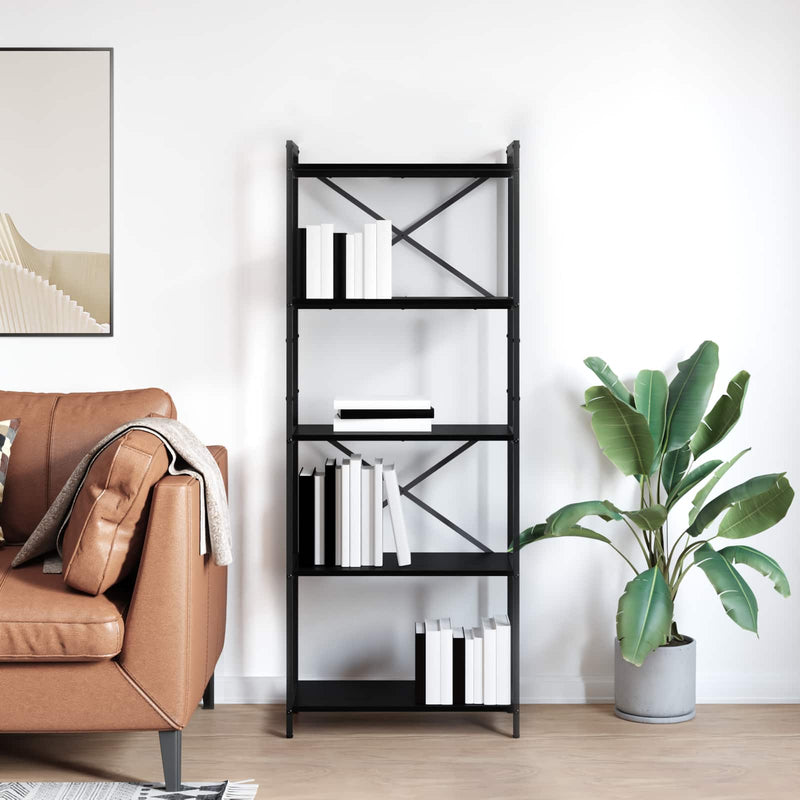 vidaXL Könyvespolc Fekete tölgy 60 x 30 x 155 cm Faanyag