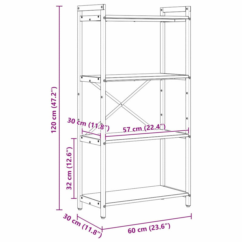 vidaXL Könyvespolc Fekete tölgy 40 x 30 x 85 cm Faanyag