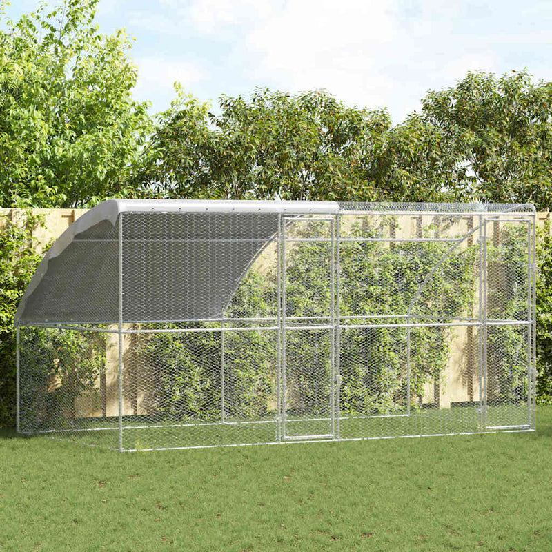 vidaXL Csirkeketrec Ezüst 400 x 200 x 198.5 cm Horganyzott acél