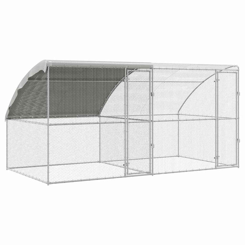 vidaXL Csirkeketrec Ezüst 400 x 200 x 198.5 cm Horganyzott acél