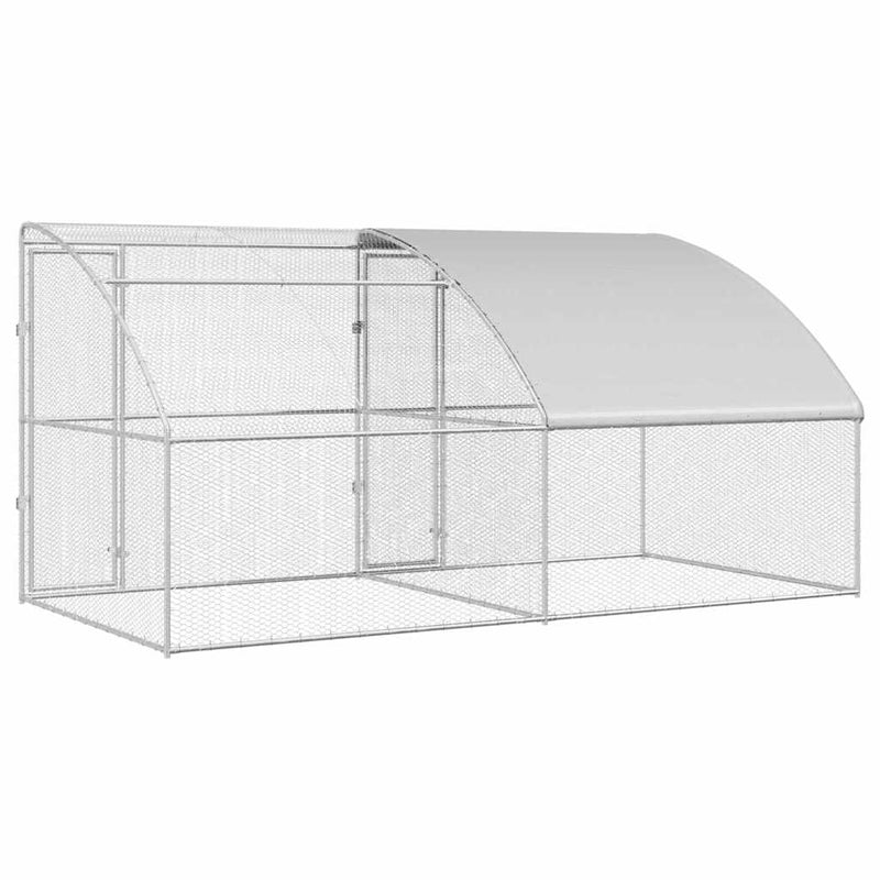 vidaXL Csirkeketrec Ezüst 400 x 200 x 198.5 cm Horganyzott acél