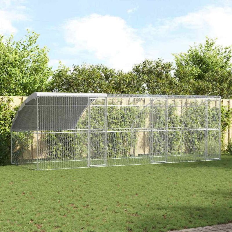 vidaXL Csirkeketrec Ezüst 600 x 200 x 198.5 cm Horganyzott acél